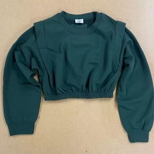 Ronny Kobo SR+ Cropped Sweatshirt w/ an Elastic Waistband in Hunter Green